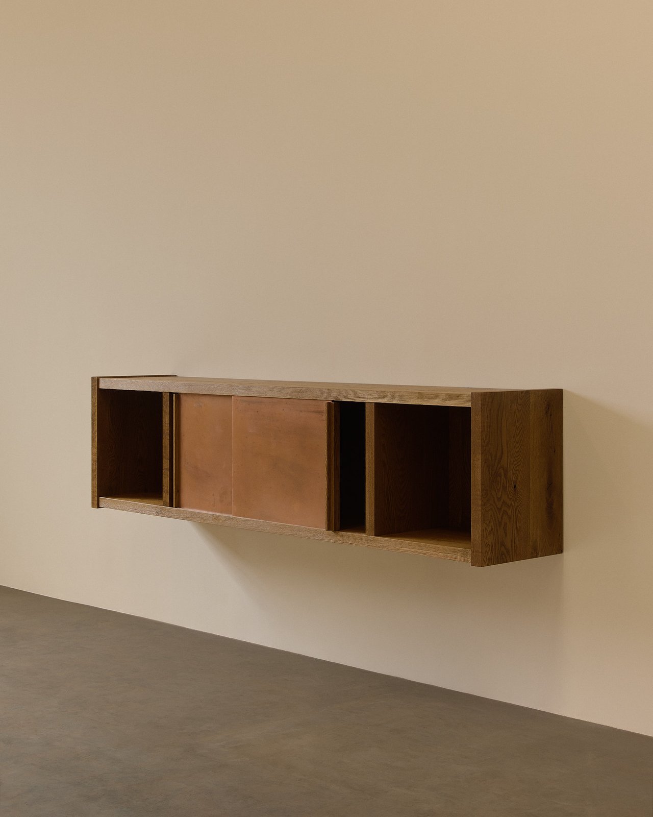 Floating credenza in Fumed White Oak