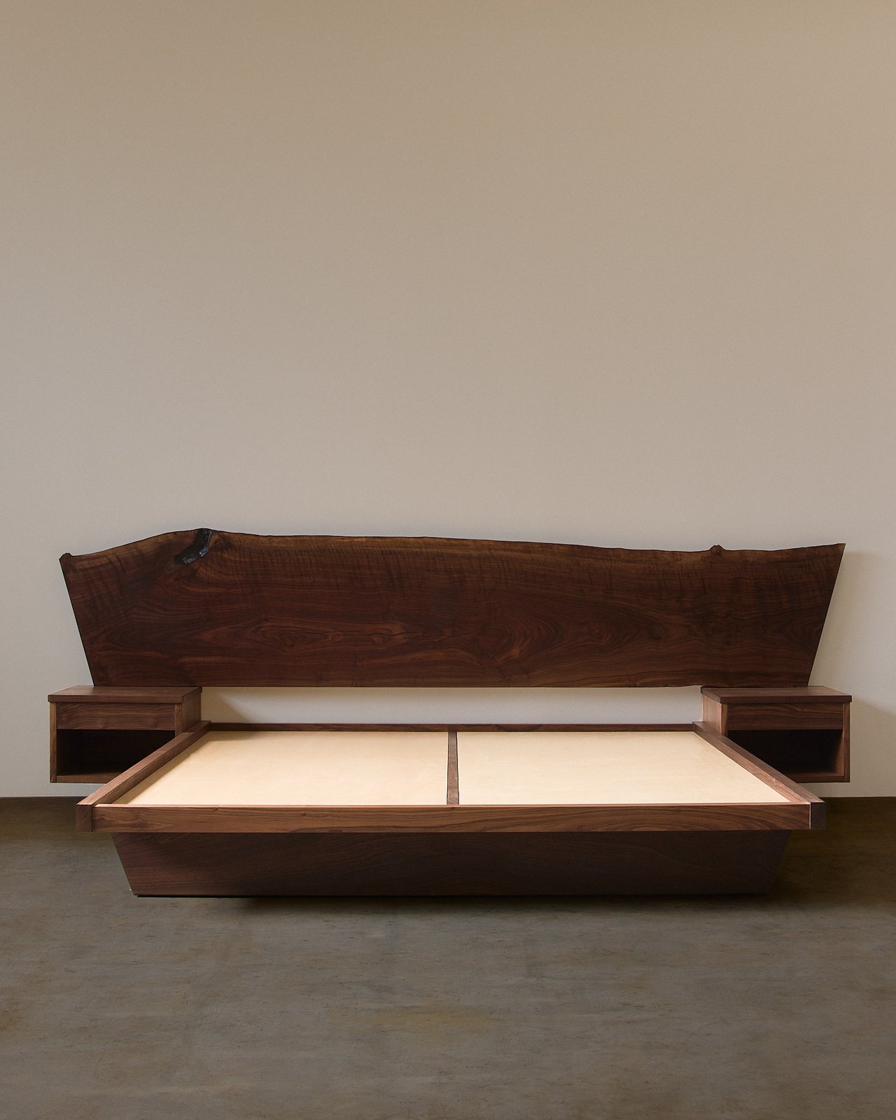 Live edge platform bed in Black Walnut