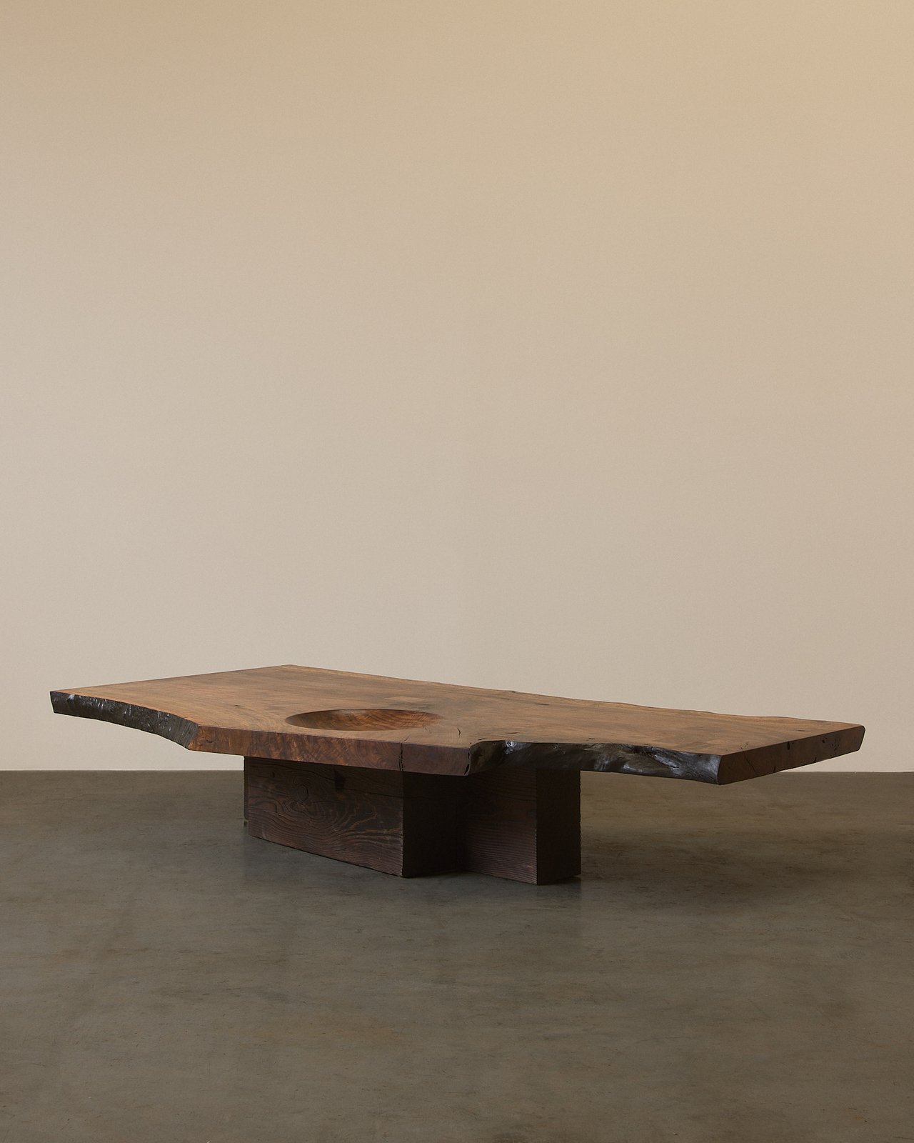 Live edge low table in Claro Walnut