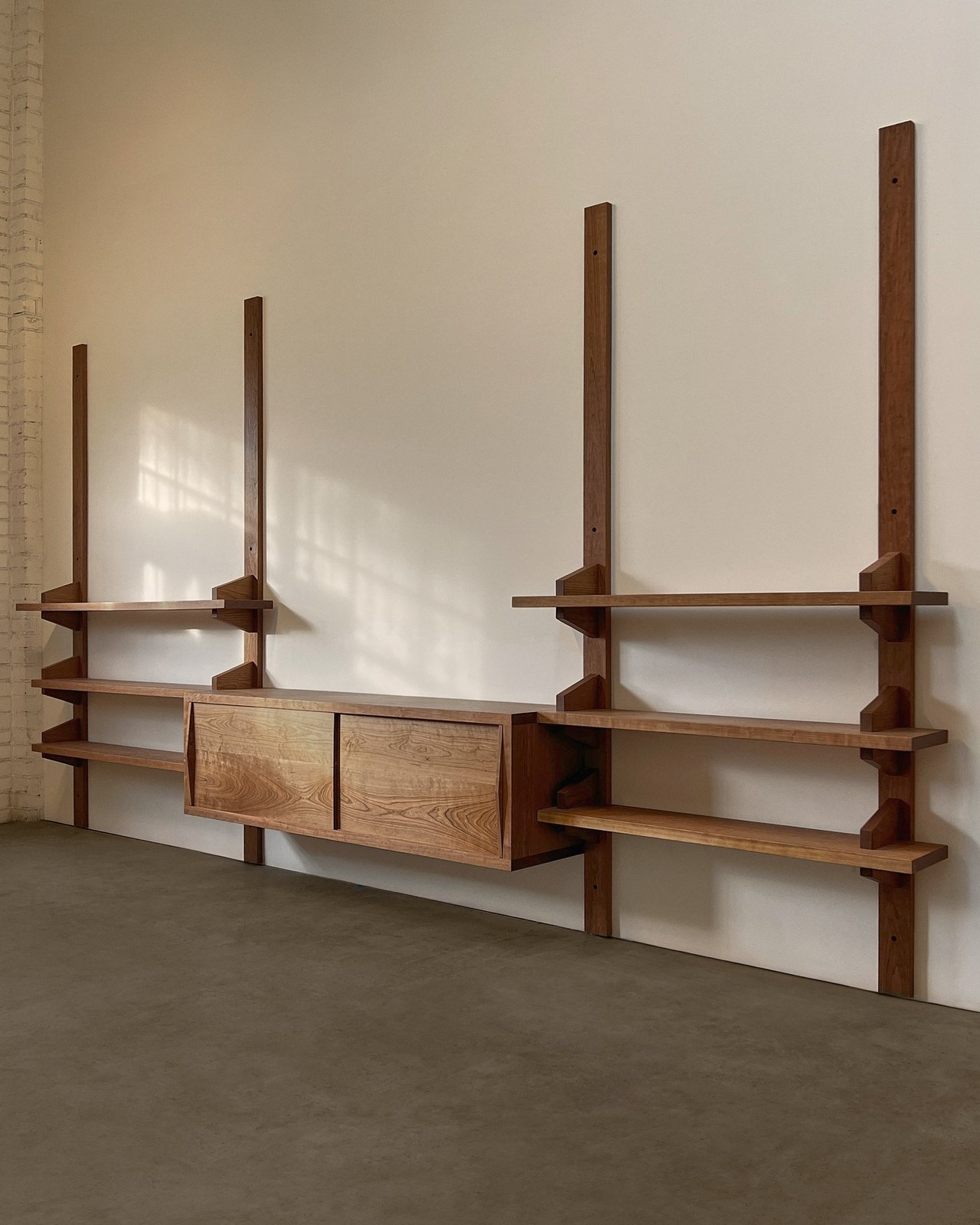 Modular shelving unit in Fumed Cherry