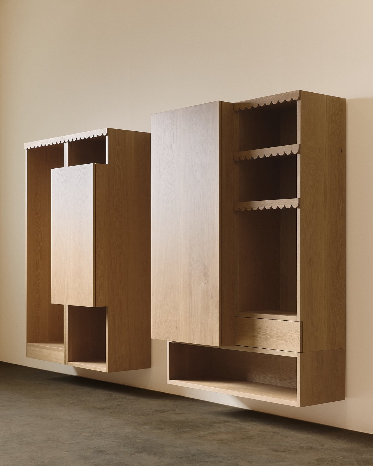 White Oak hanging armoires
