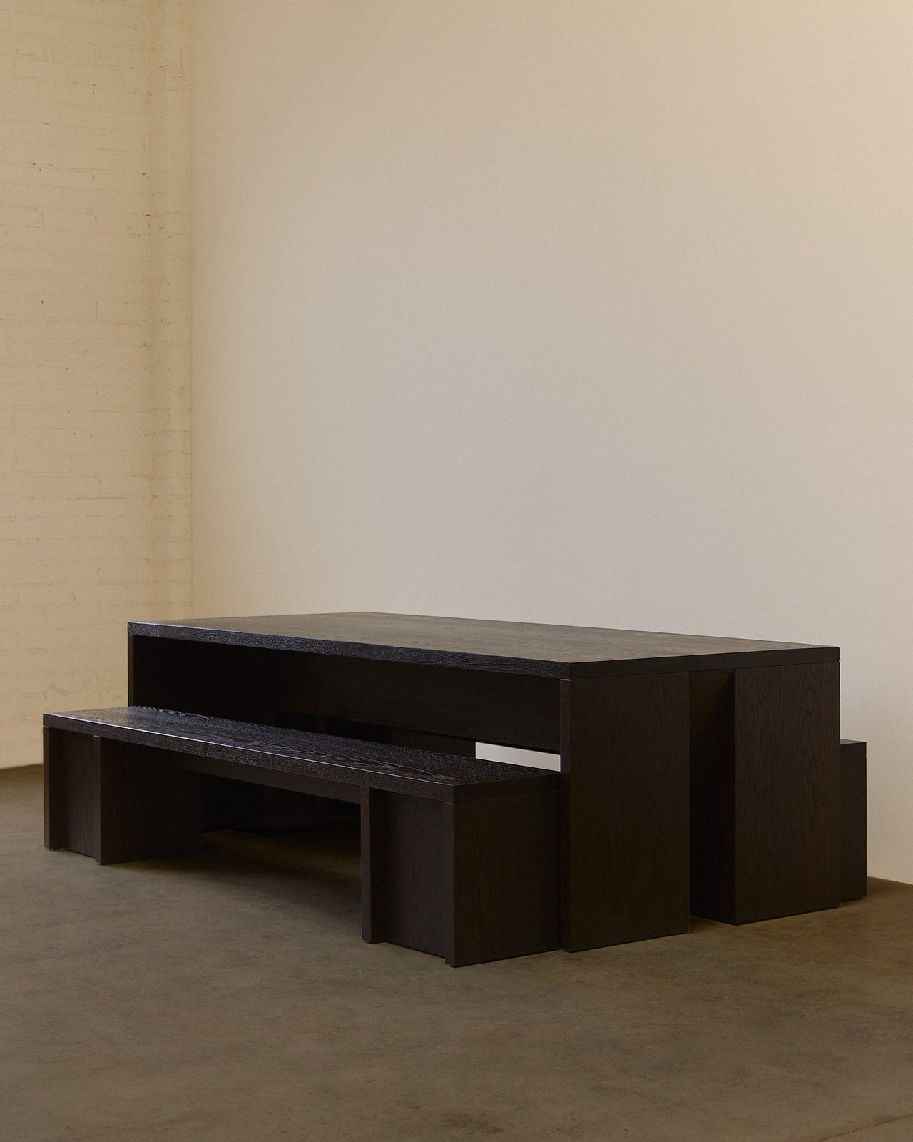 Table and bench set in Ebonized White Oak