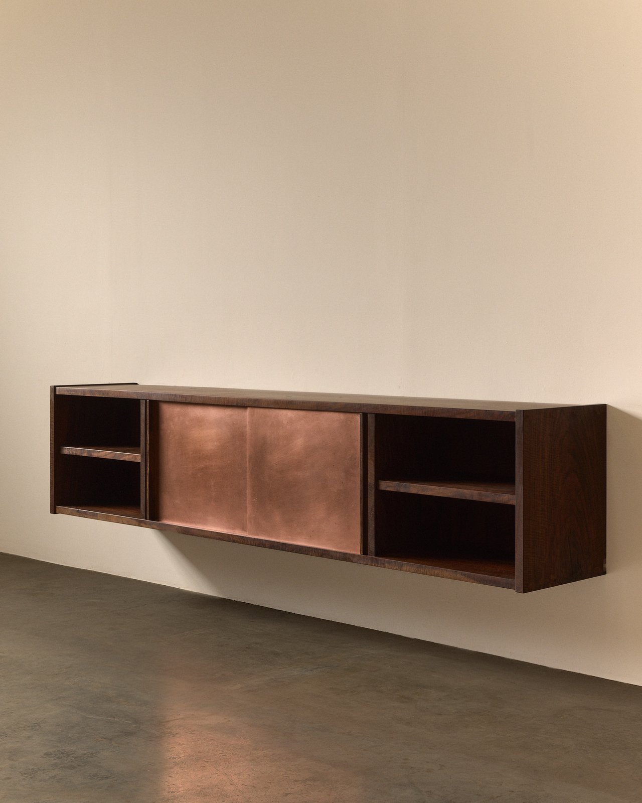Claro Walnut floating credenza