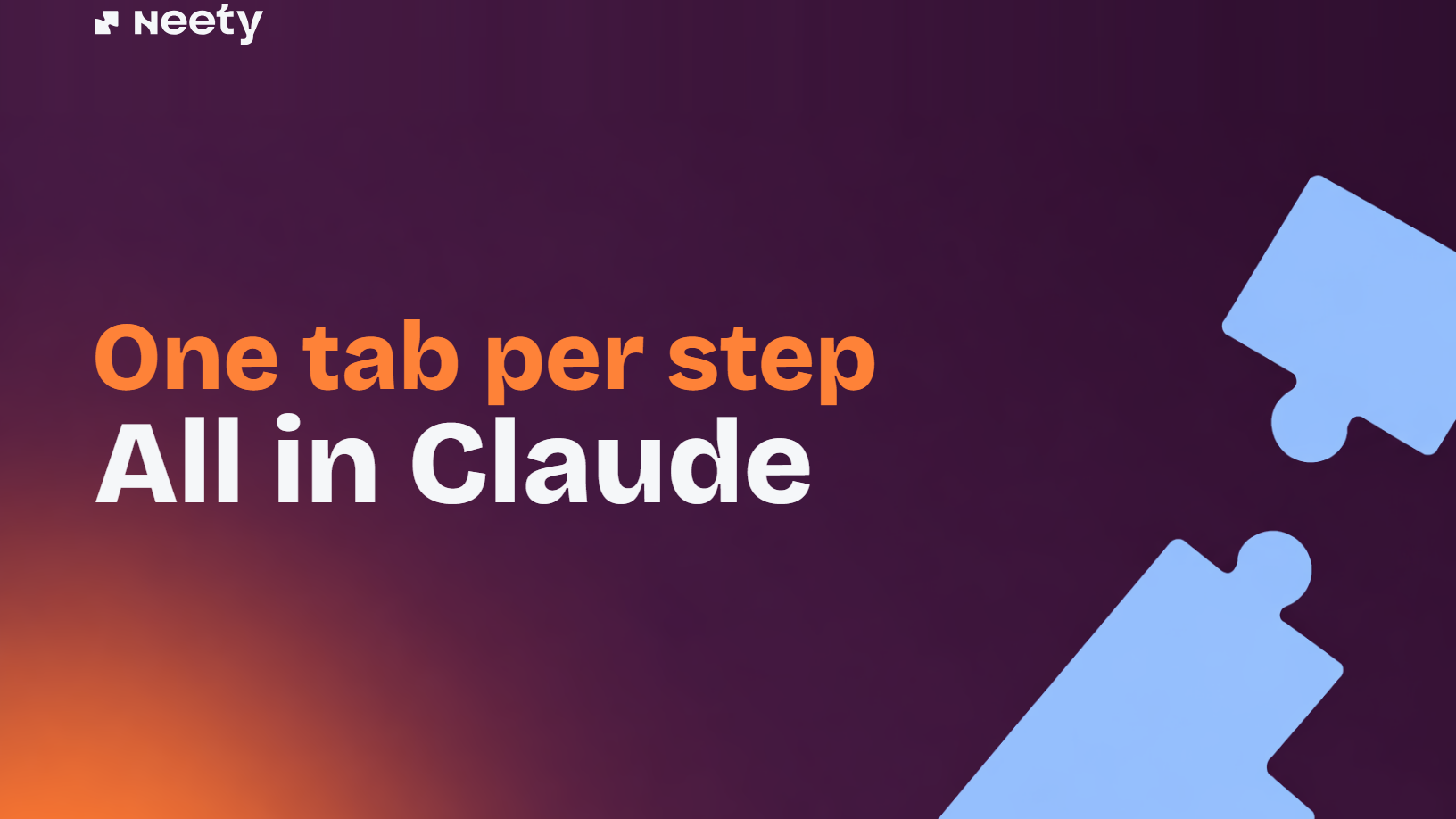 One tab per step. All in Claude.