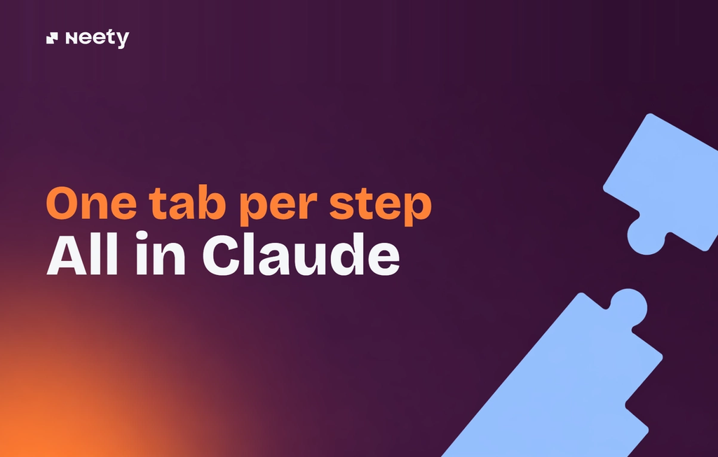One tab per step. All in Claude.
