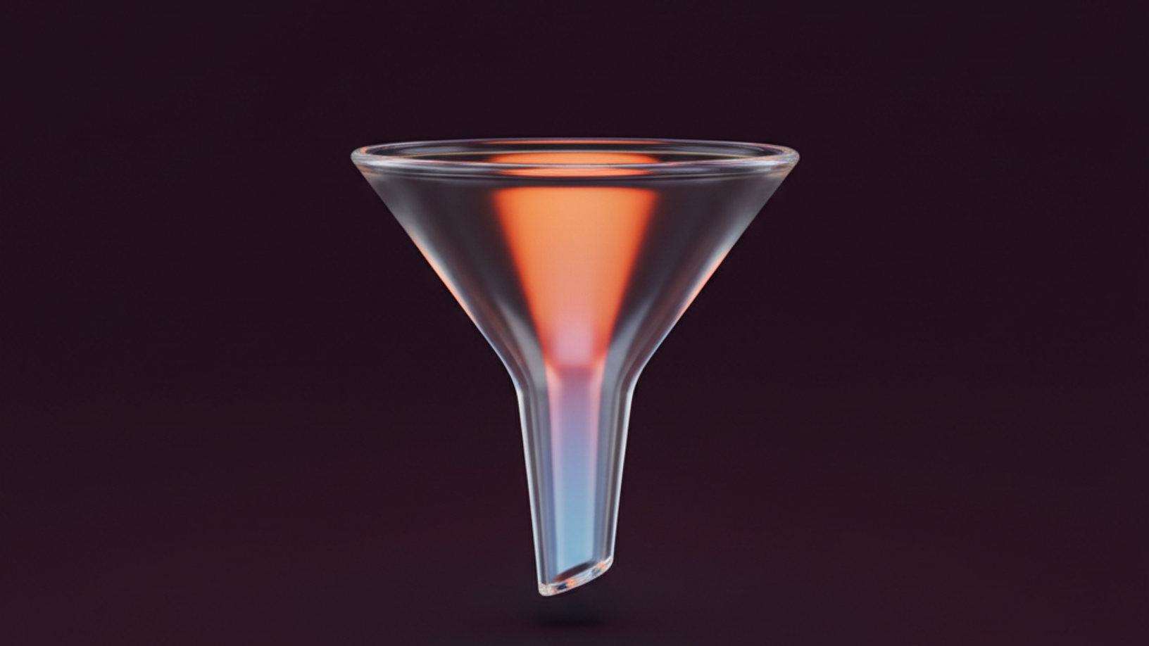 Embudo de cristal con reflejos naranjas