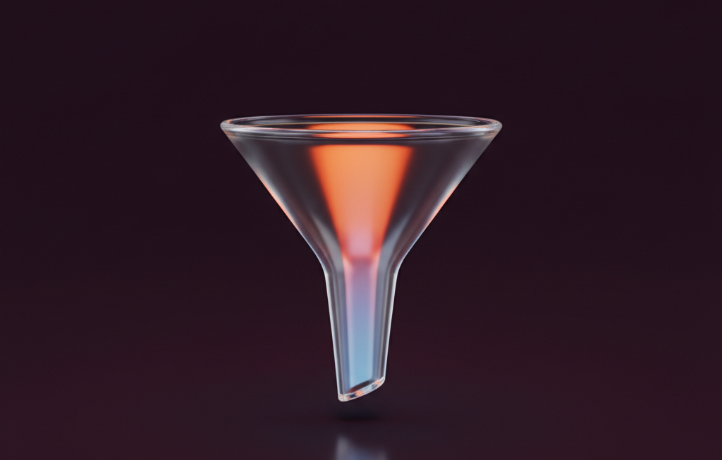 Embudo de cristal con reflejos naranjas