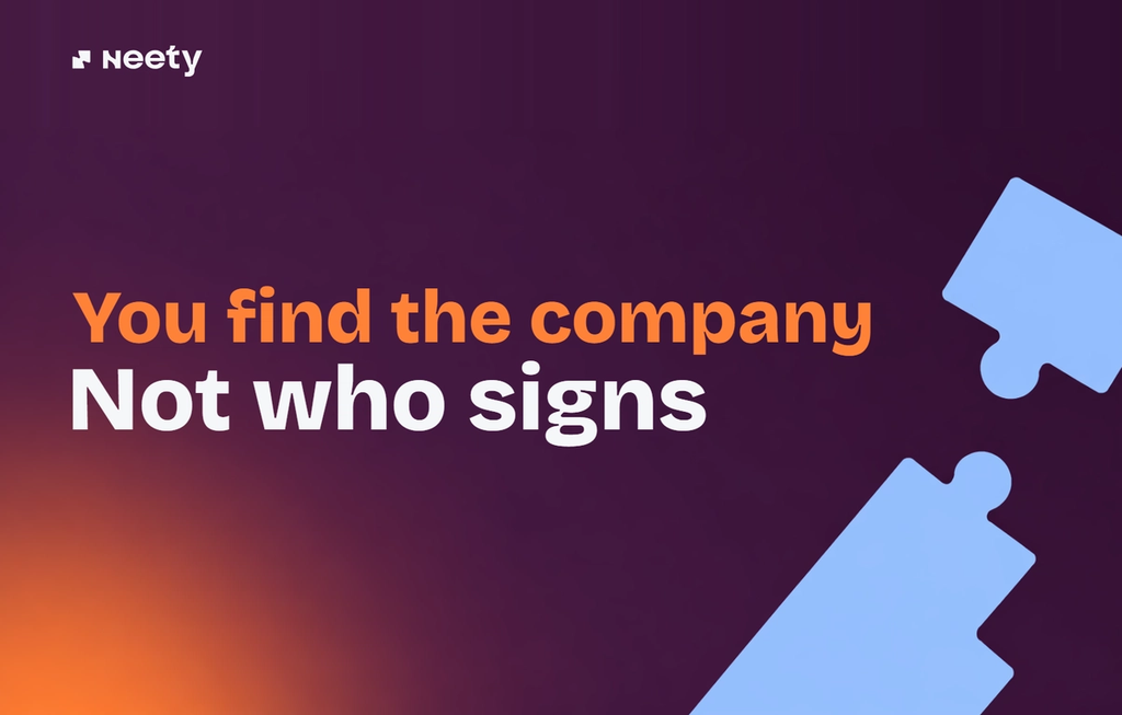 You find the company. Not who signs.