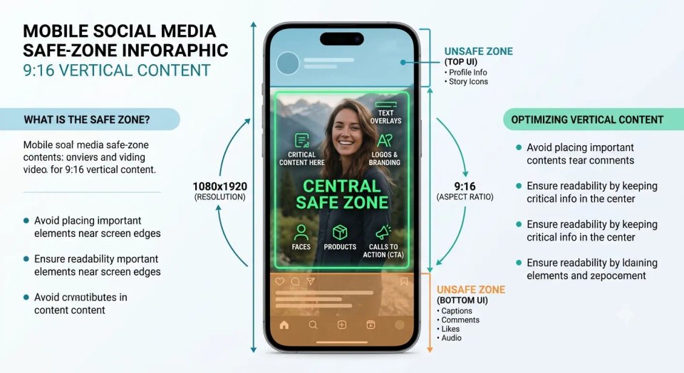 9:16 social media safe zone for instagram stories tiktok and snapchat