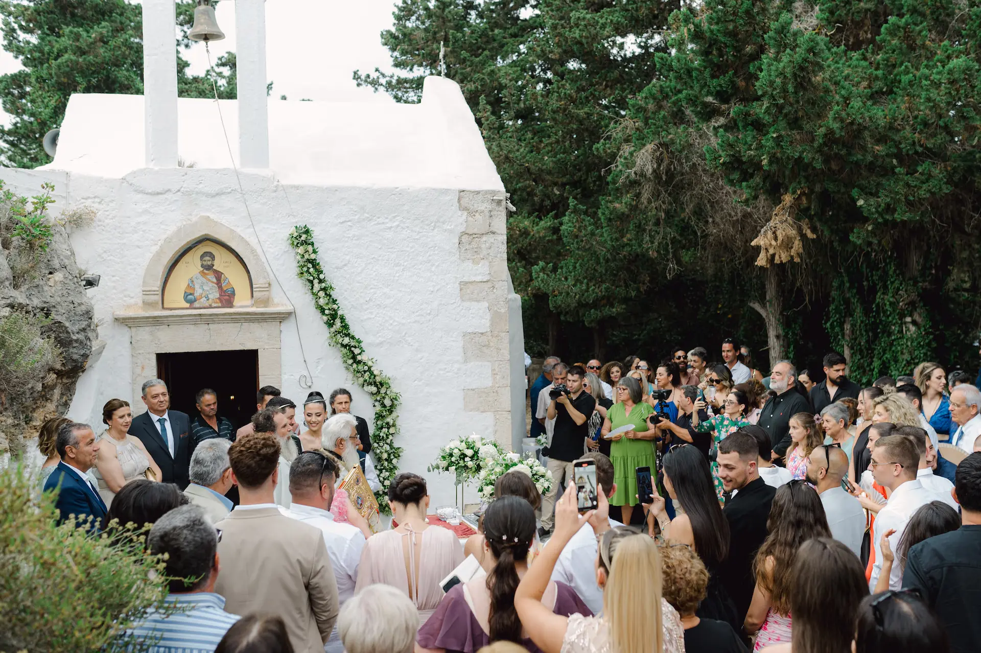 photo of the guests outside church