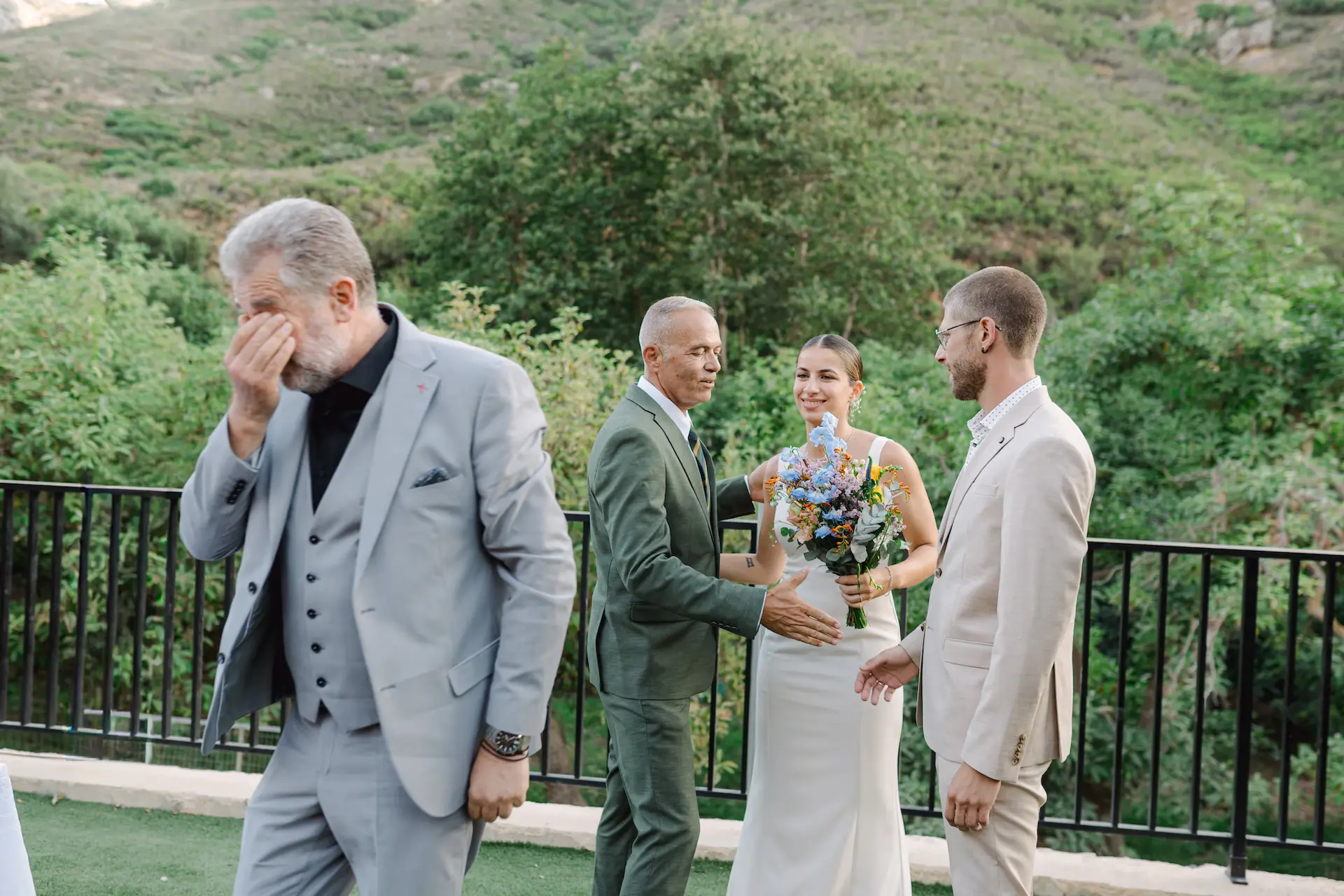 emotional moment of the groom's father crying of joy