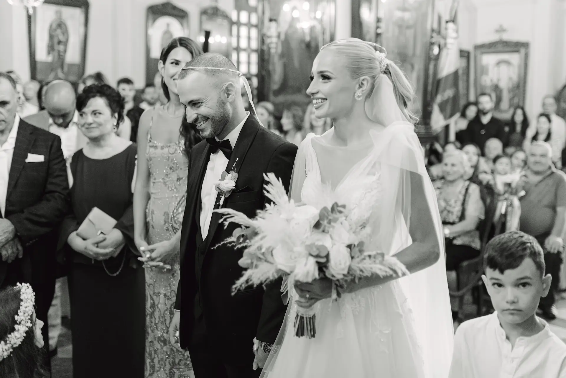 authentic moment during orthodox wedding in chania
