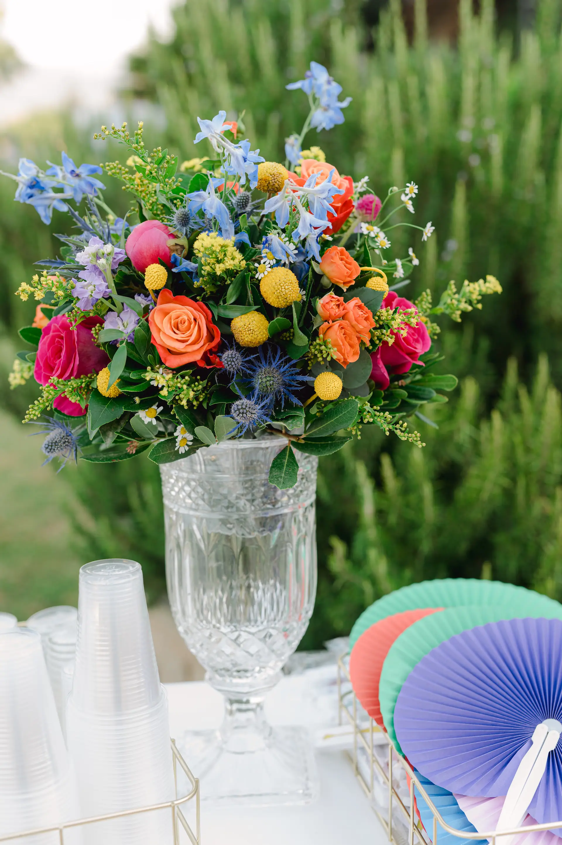 a vase of flowers on a table