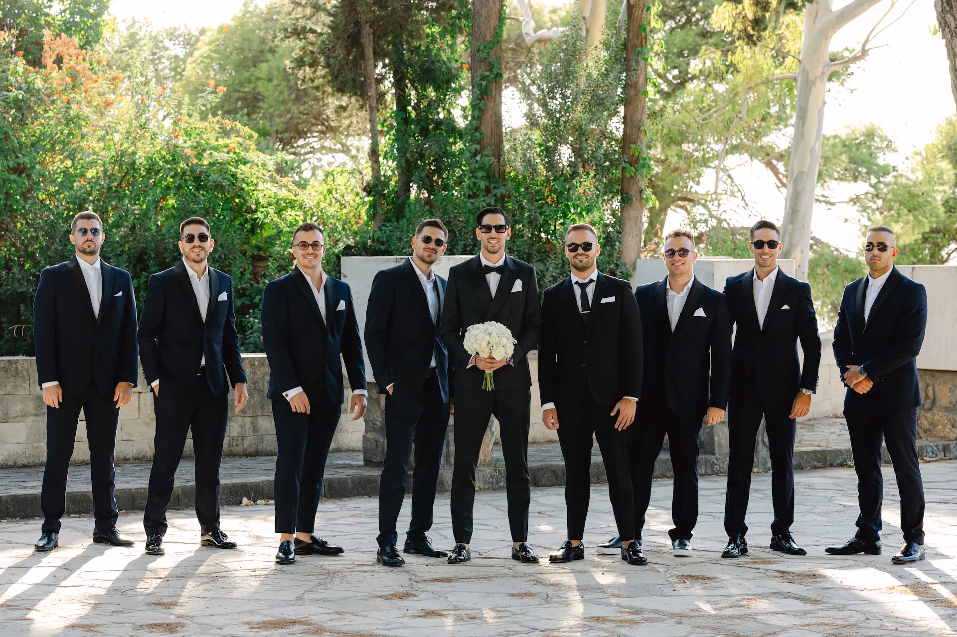 groom and groomsmen elegant group photo 