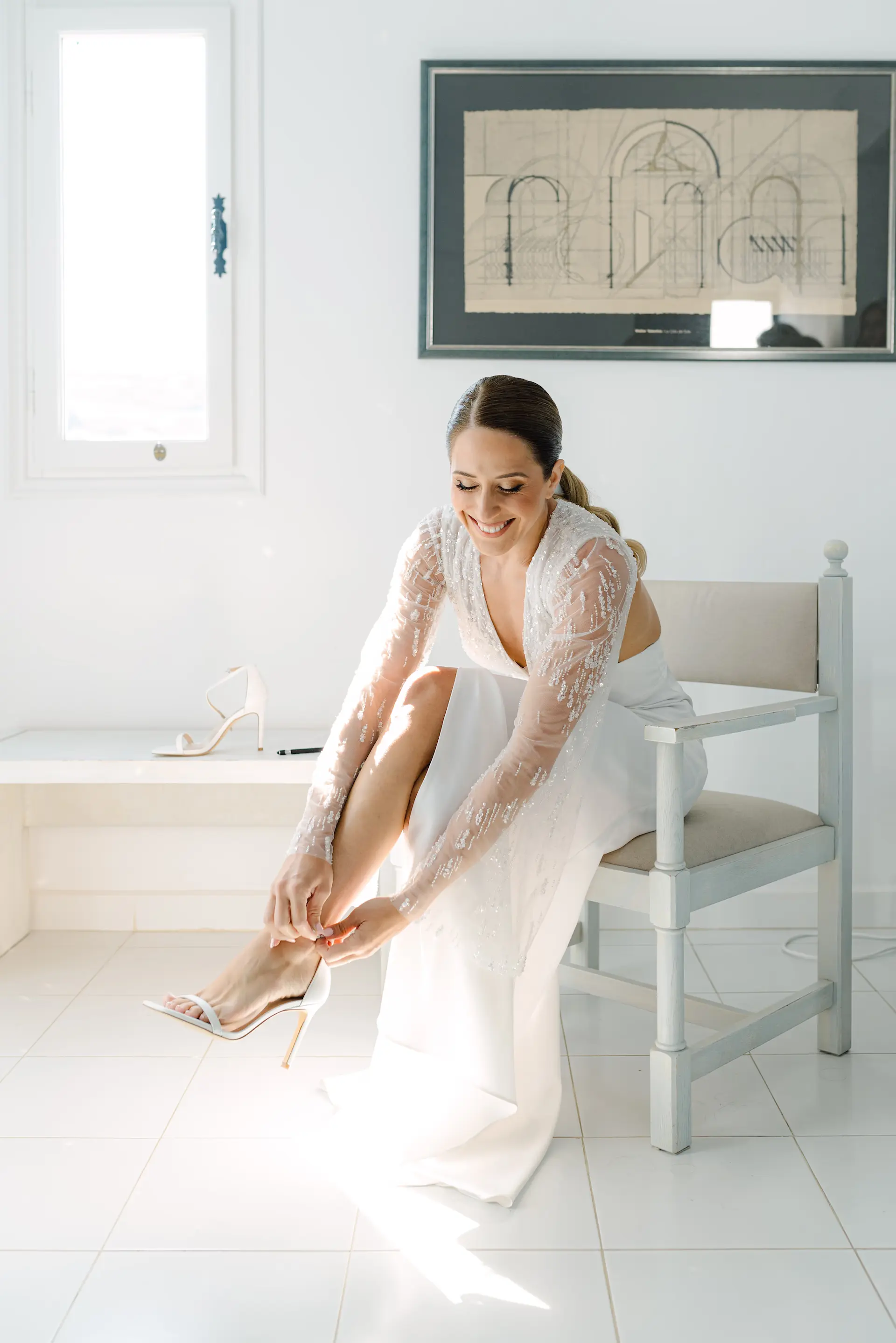 bride portrait of her getting ready