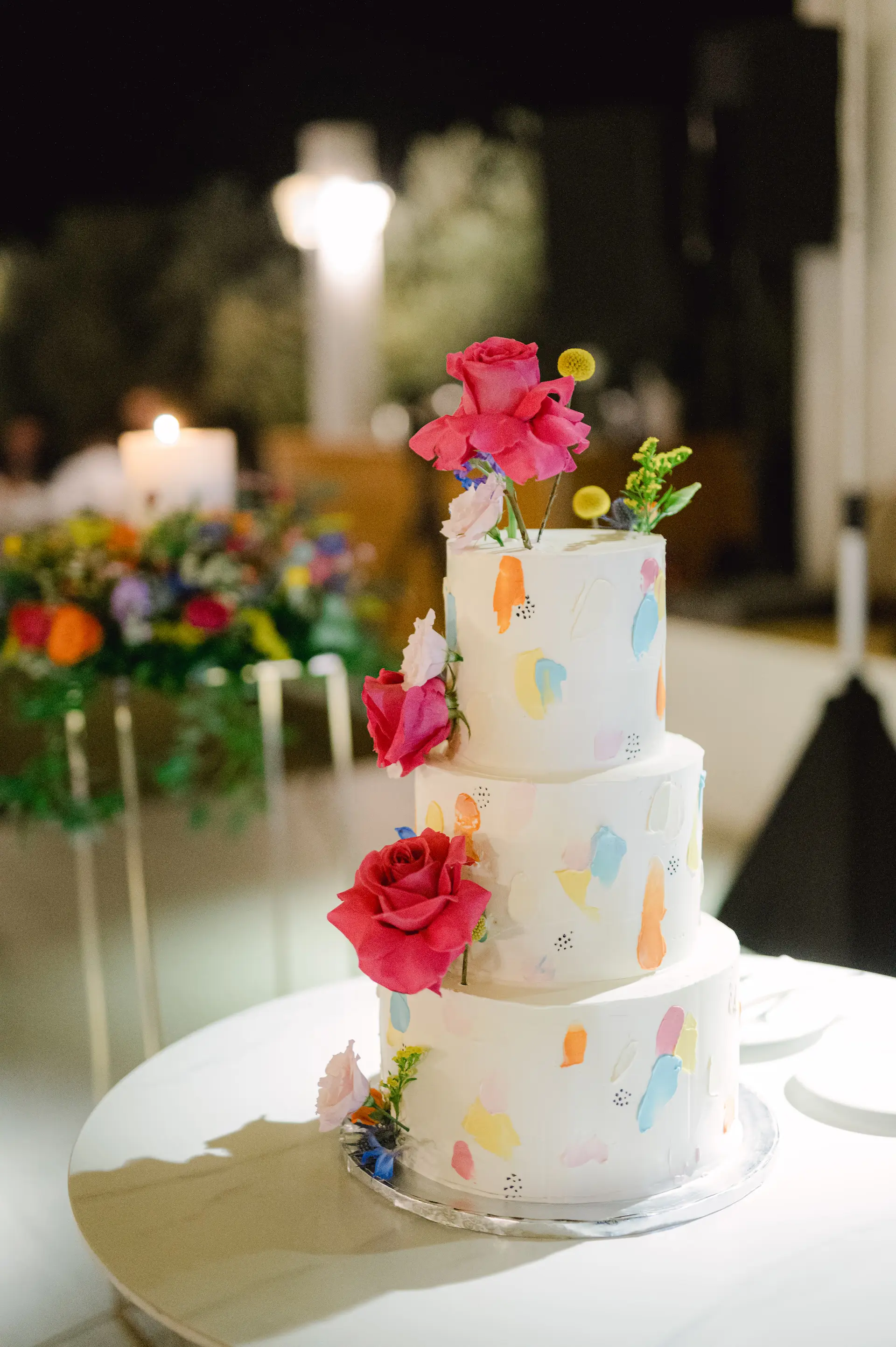 a cake with flowers on top