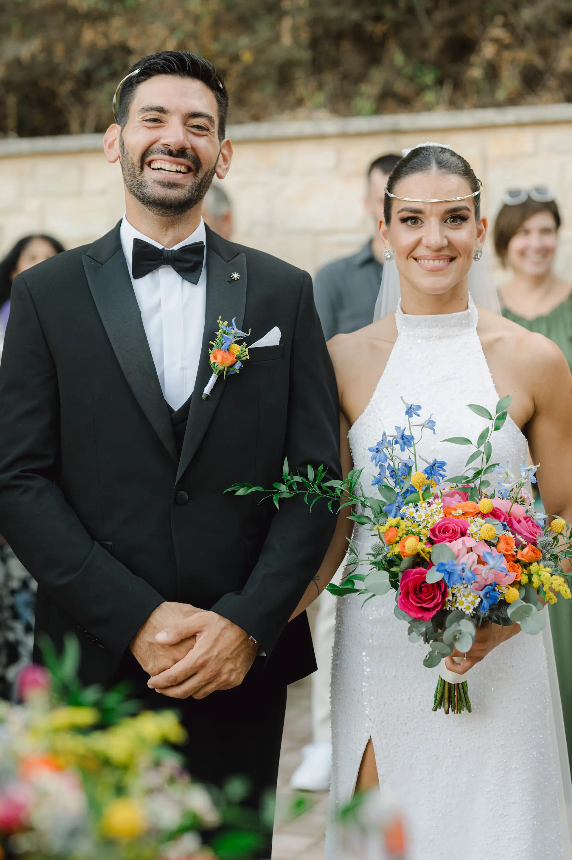 a man and woman smiling at each other