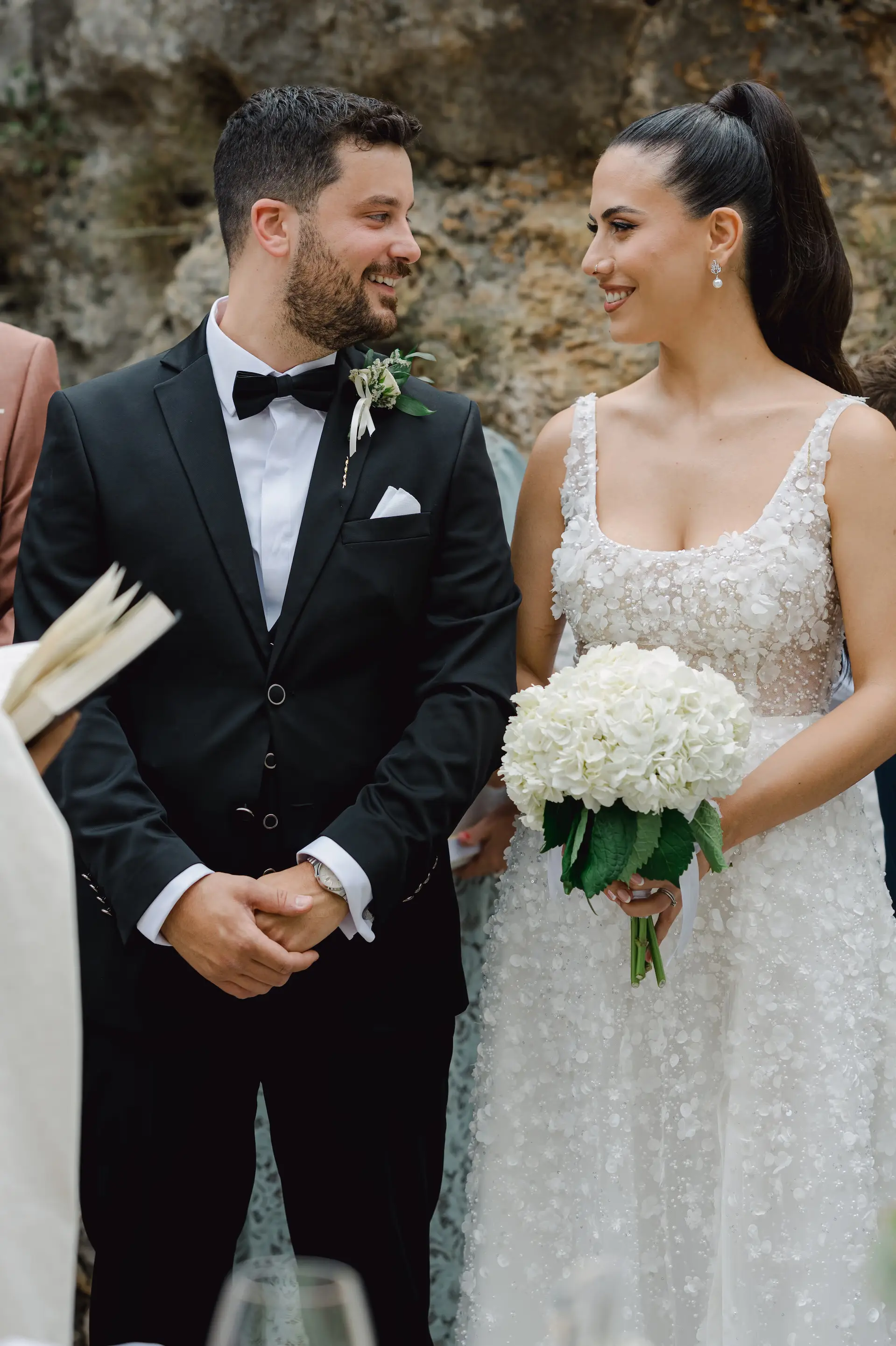 bride and groom looking at each other during the first moments of the ceremony