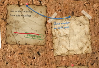 Two ways to hold a note: a pushpin through the top, or two strips of tape across the corners