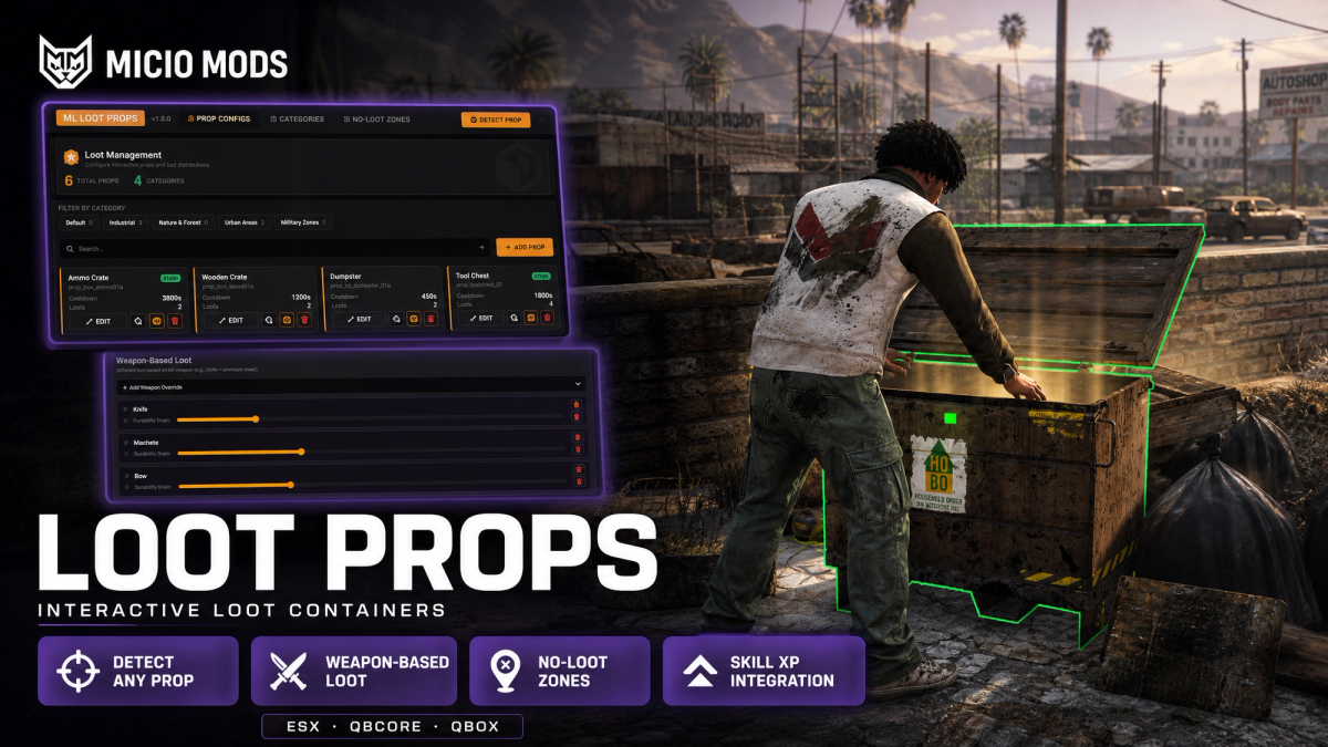 Loot Props | Lootable World Objects & Hunting