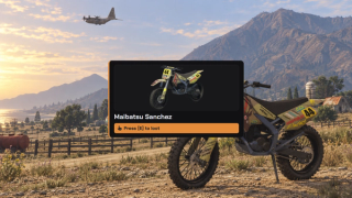 Sanchez vehicle drop label with the prompt to loot the vehicle.
