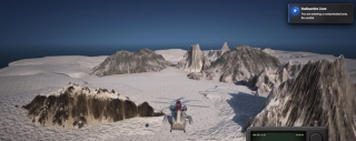 Crossing into a contaminated area: the warning tells the player before the dose starts climbing