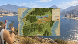 Map note editor with text, size, color and placement controls.