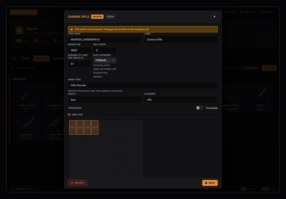 Weapon & Ammo Admin