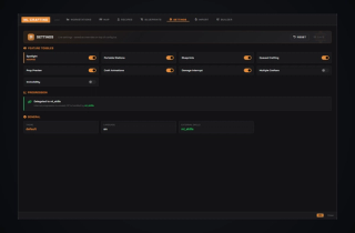 In-game admin — live settings: feature toggles, ml_skills delegation, theme and language