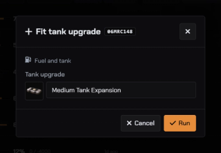 Fit tank upgrade — Medium Tank Expansion selected with its real inventory image and native action controls