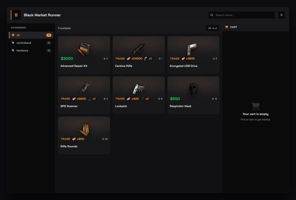 Wandering traders and black market spots