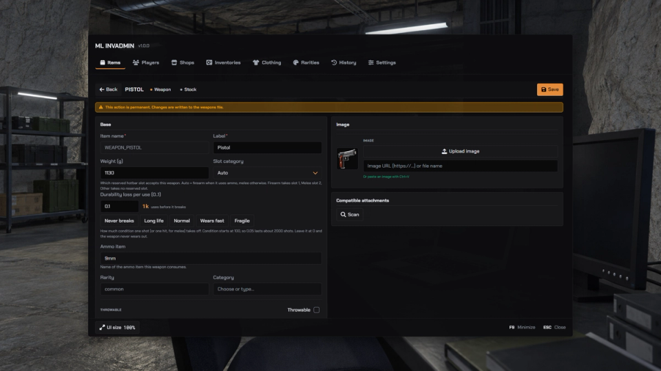 Weapon & Ammo Admin