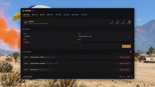 Airdrop control panel with three active drops, live status and manual launch controls.