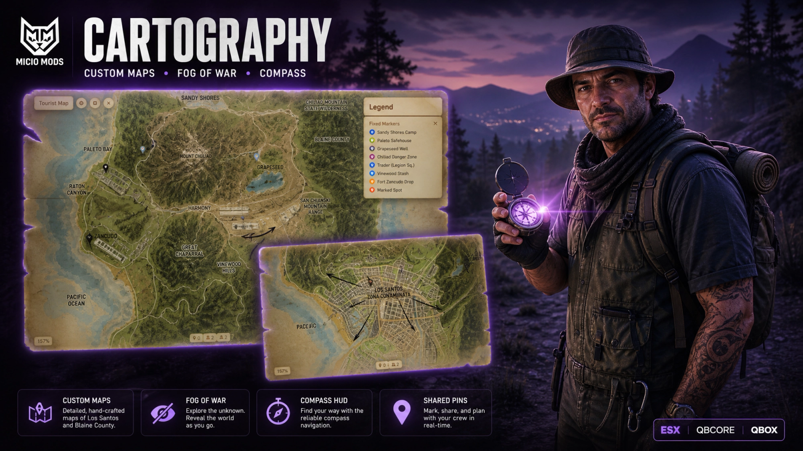 Cartography | Custom Maps, Fog of War & Compass