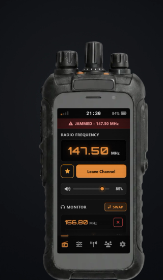 The handset jammed on its channel, signal bars down to one