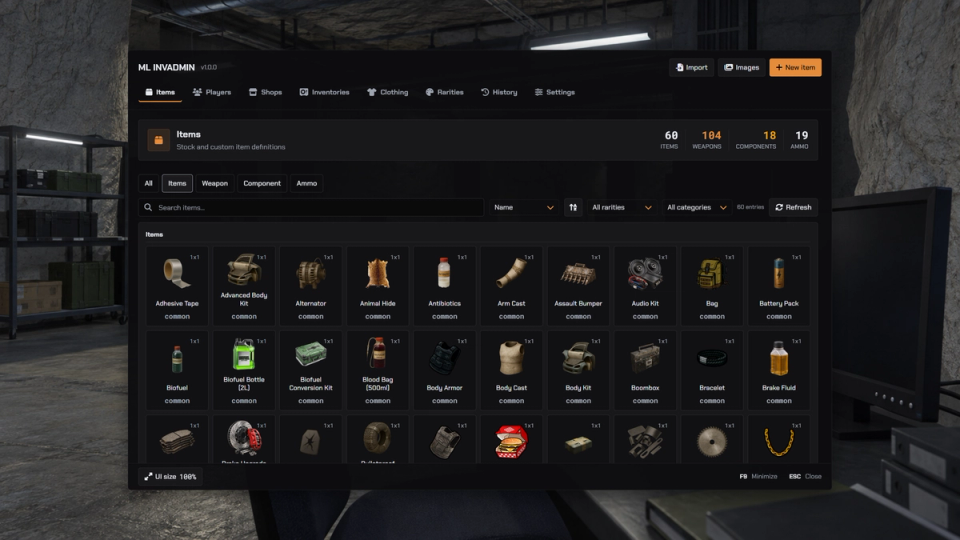 In Game Admin Panel