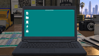 Retro desktop skin with application icons.