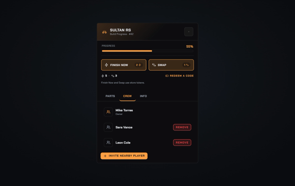 Solo, Crew or Open Builds