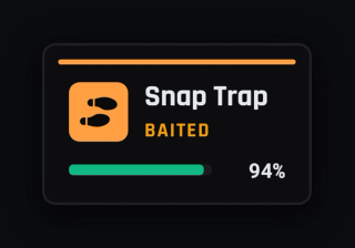 The same tag on a baited snap trap, colour coded by state