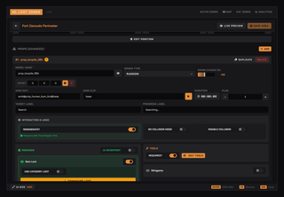 Per-prop setup: model and spawn chance, search animation with duration, custom target and progress labels, respawn rules, required tools and minigame