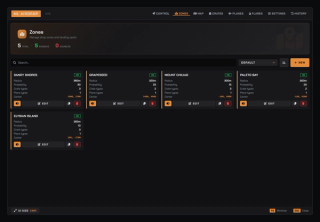 Drop zone list with radius, weight and allowed crates