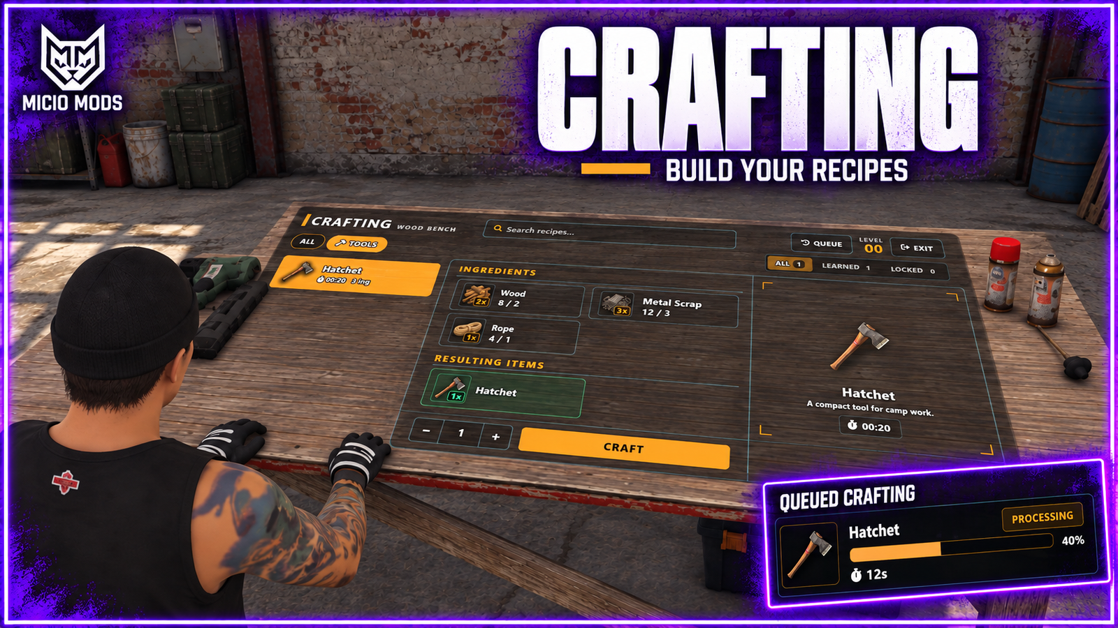 Crafting | In-World DUI Workbenches, OR-Ingredient Recipes & Skill Gating