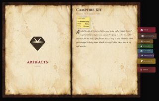 Artifacts: an entry unlocked by carrying the item, illustrated with the inventory art itself