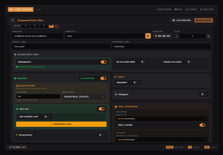 A prop that opens as a stash: grid size and theme instead of an instant pickup