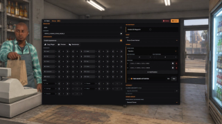 NPC appearance editor with twelve clothing components and five props.