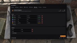 Native rarity and category configuration editor