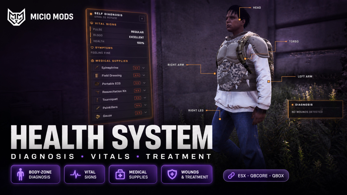 Health System for Survival Servers | Wounds, Fractures, Diseases and Medic Gameplay