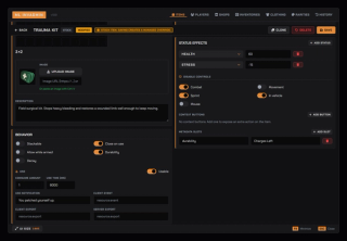 Item behaviour: stacking, durability, decay, use time, disabled controls and custom metadata slots