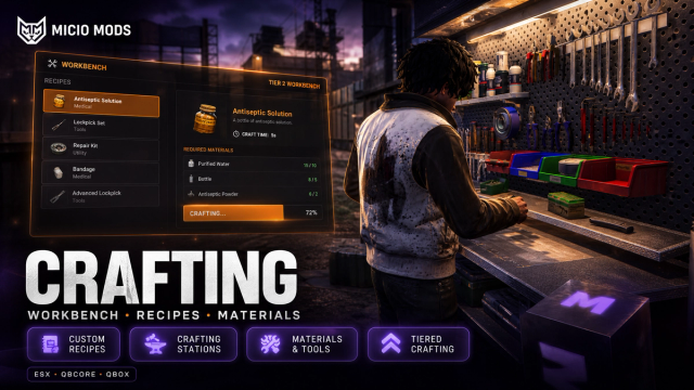Crafting | In-World Workbench Menus, Interchangeable Recipes and Skill Gating
