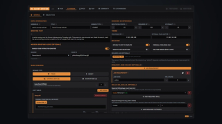 Mission editor: briefing text, ElevenLabs voice, base rewards and loot tables